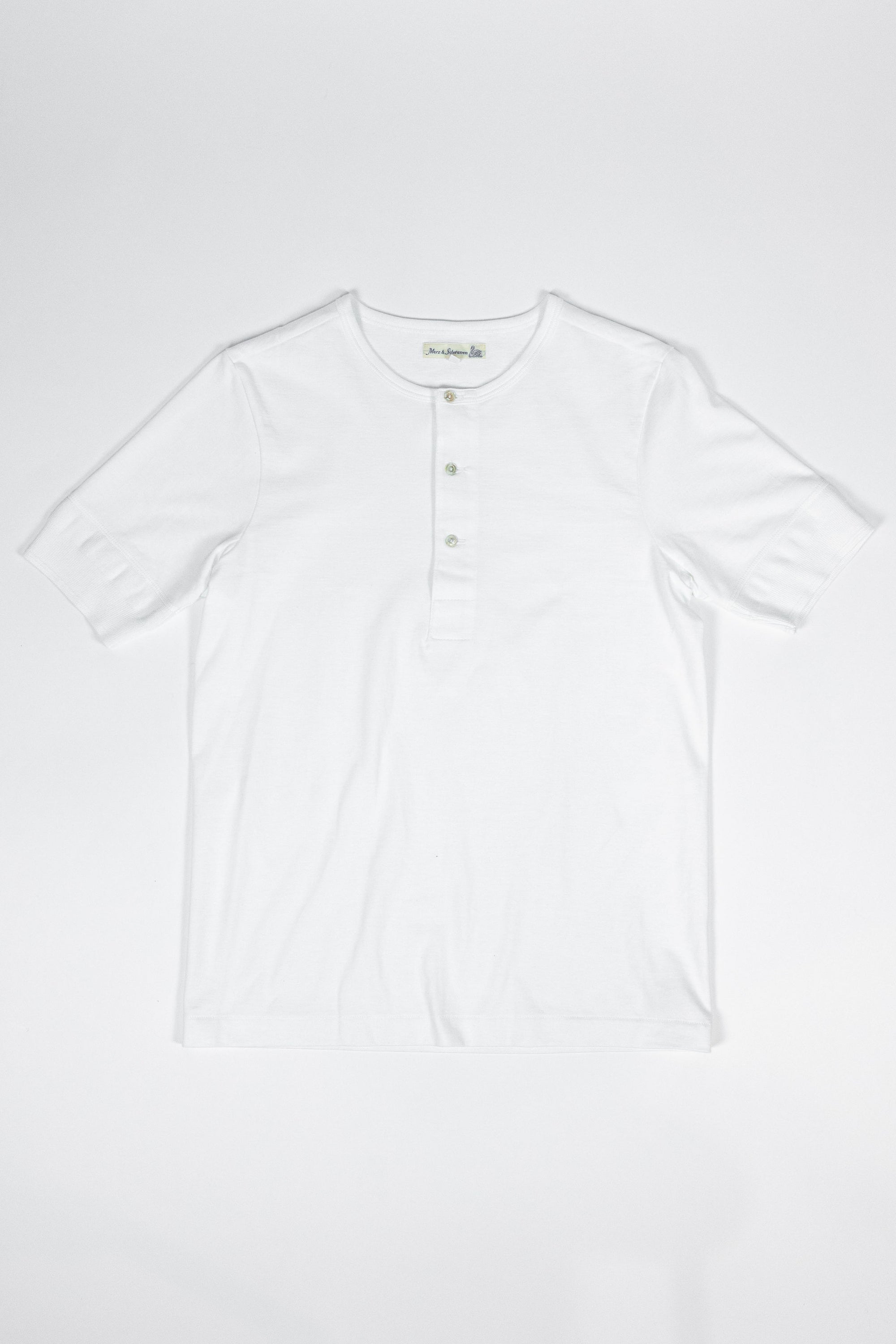Merz b. Schwanen 207 Henley Short Sleeve - White