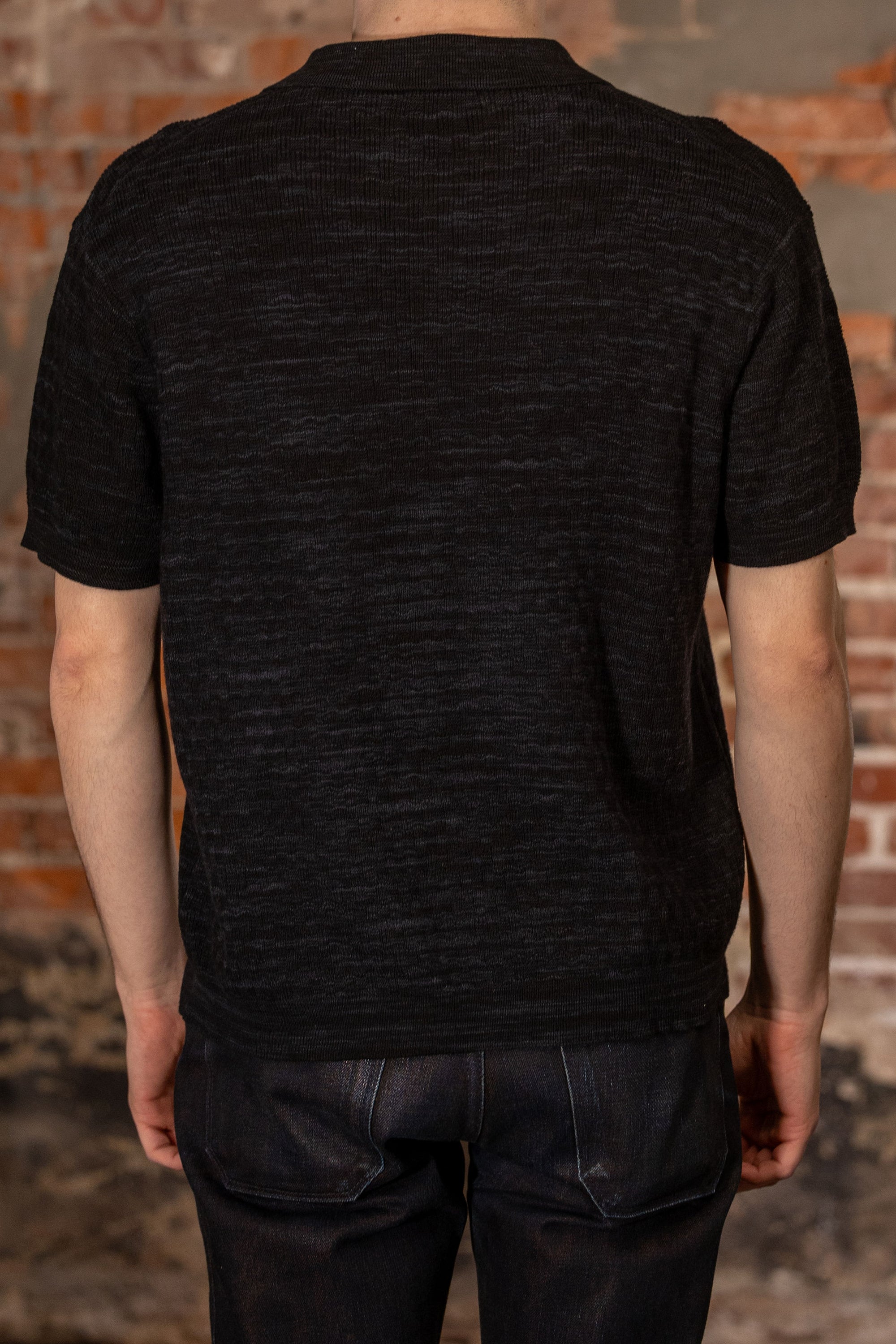 3sixteen Knit Polo - Vintage Black Boxweave