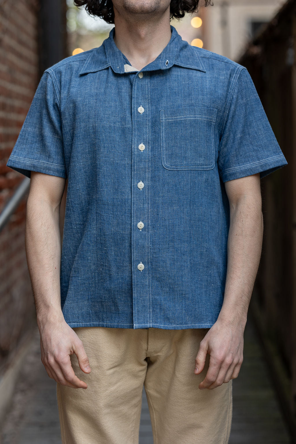 Indi + Ash S/S Marc Shirt - Indigo/Natural