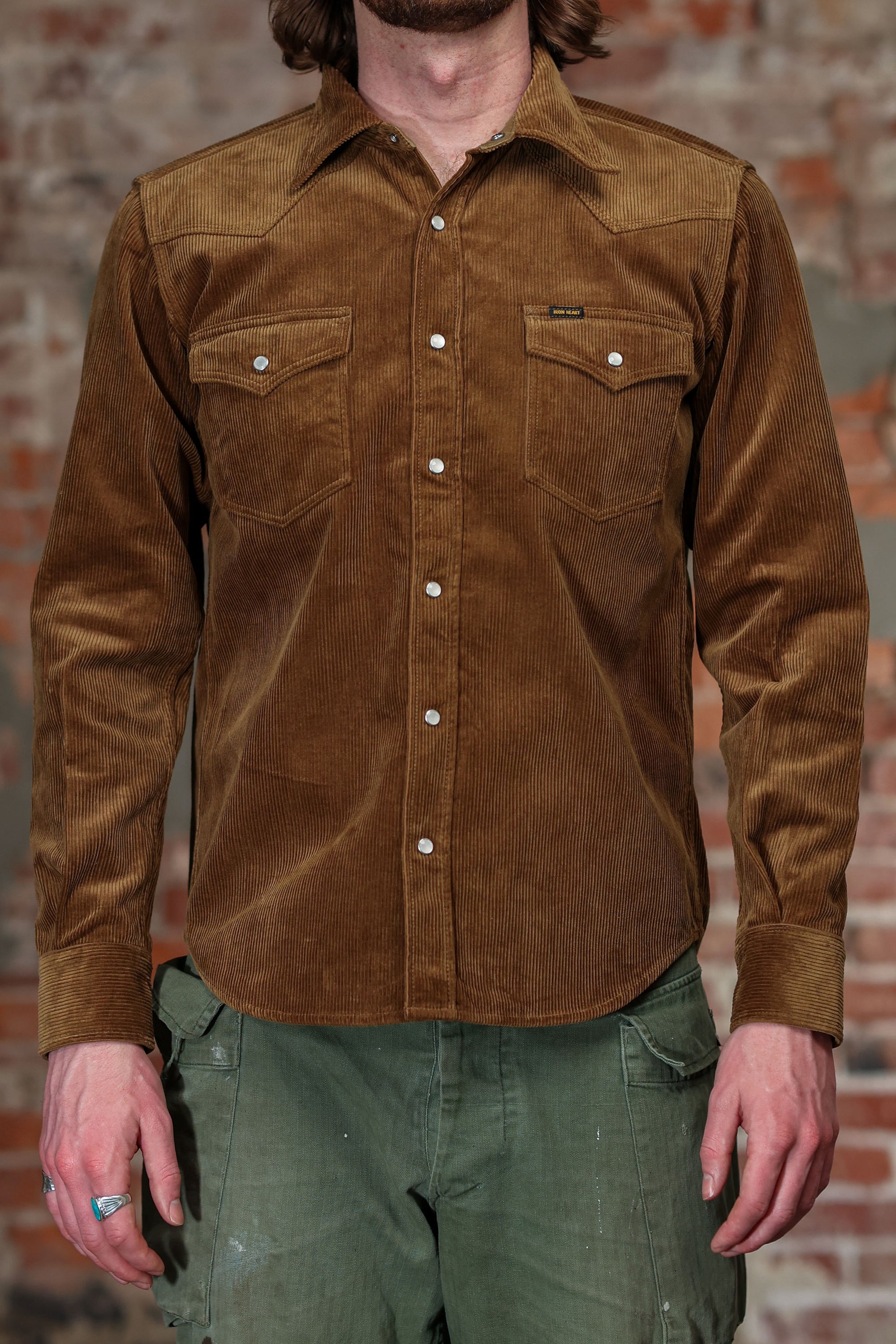 Iron Heart IHSH-398-CAM - 11oz Corduroy Western Shirt - Camel