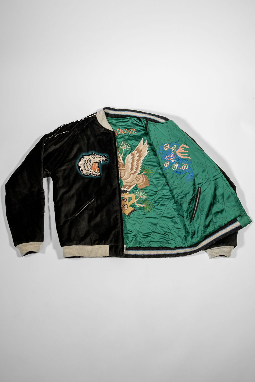 Tailor Toyo TT15809-119  Mid 1950s Style Quilted Souvenir Jacket “Stencil Paint” 60th Anniversary Special Edition - “Tiger Head” × “Eagle”