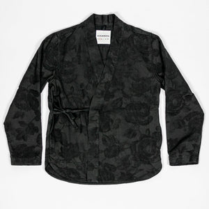 Hansen Garments Roman Loose Cut Jacket - Black Flowers - product shot - front facing - white background