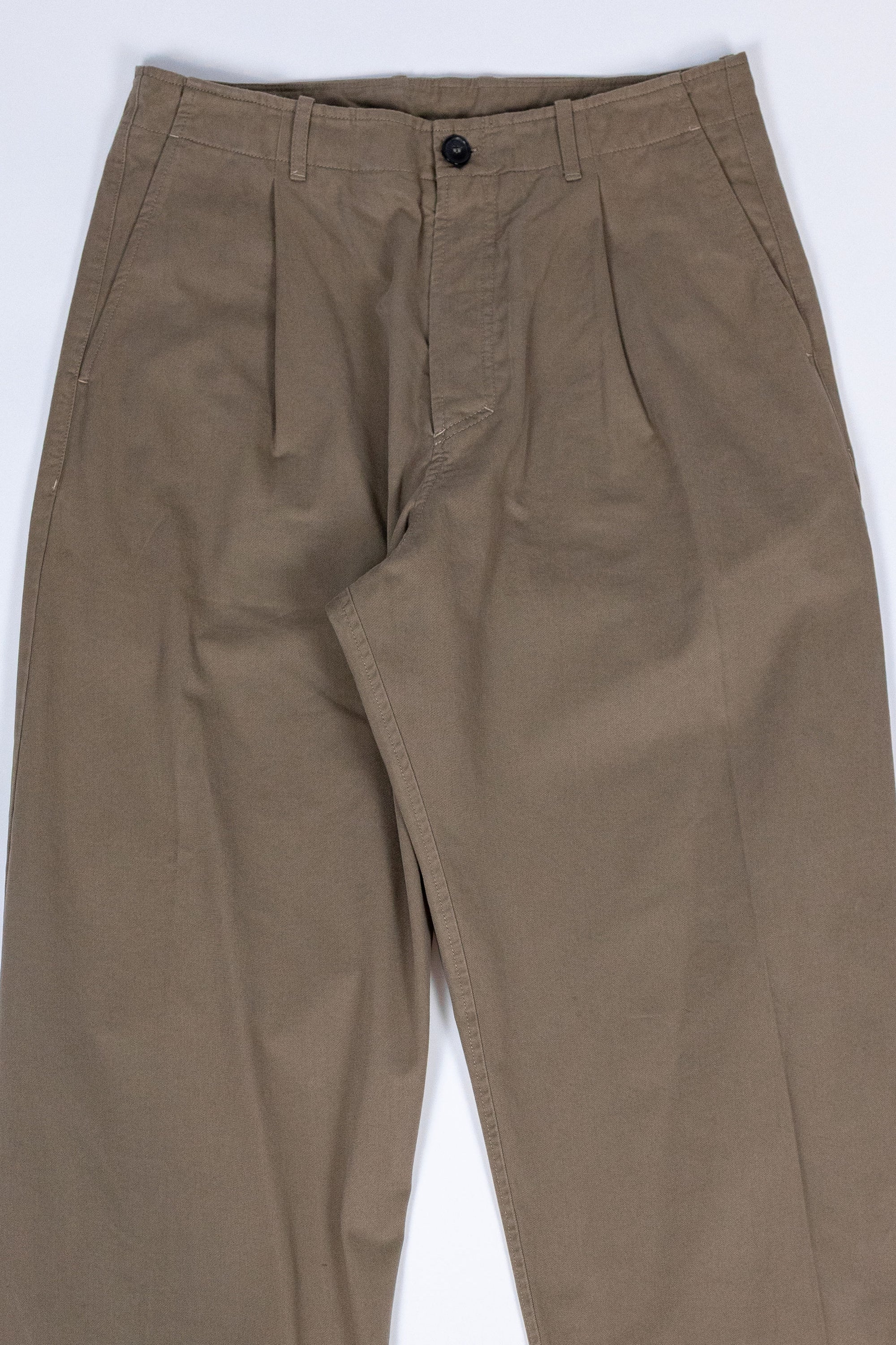 Hansen Garments Bobby Wide Pleated Trousers - Beige - product shot - front facing - white background