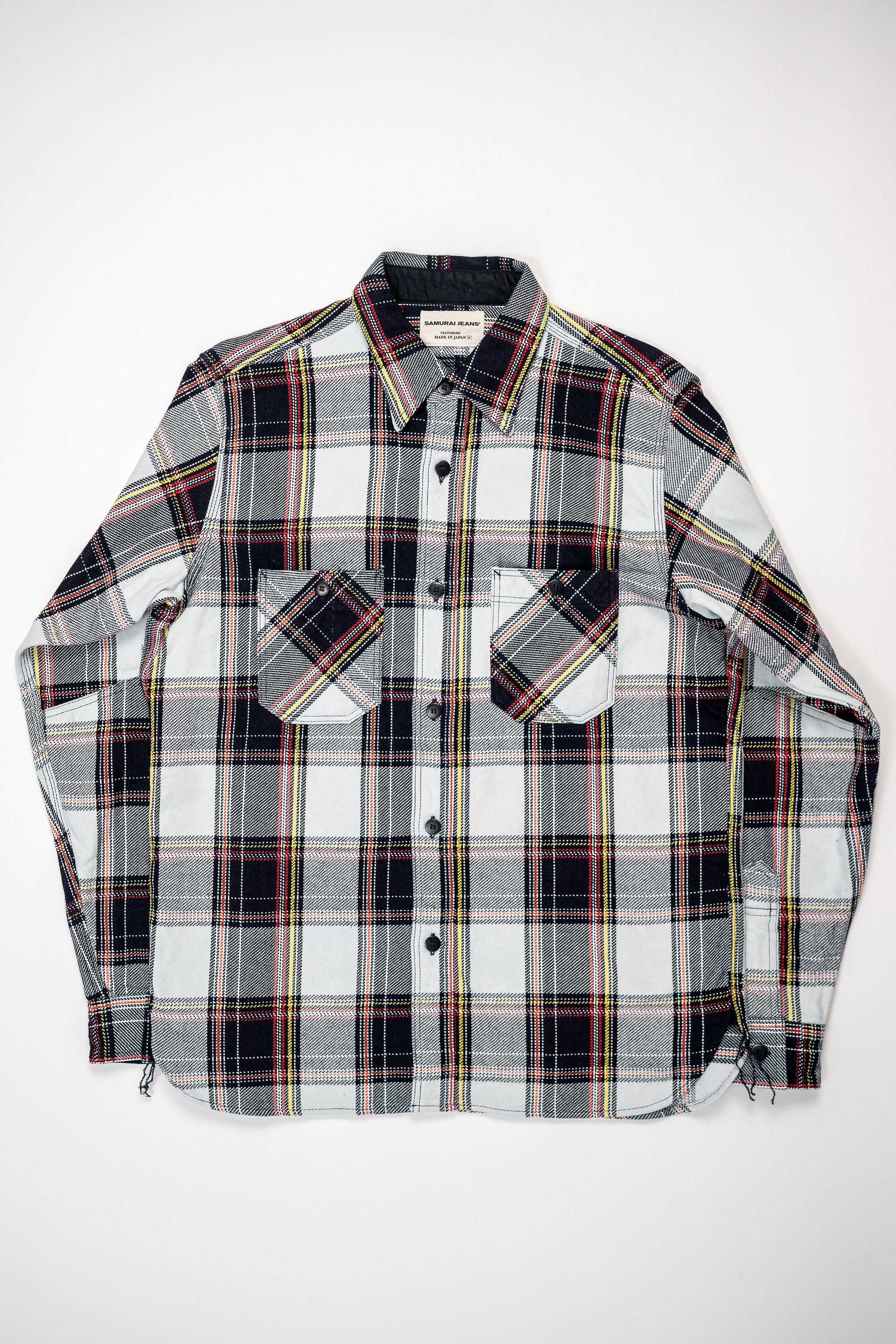 Samurai SIN24-03W Rope Dyed Flannel Shirt - Indigo/Blue - flat lay front