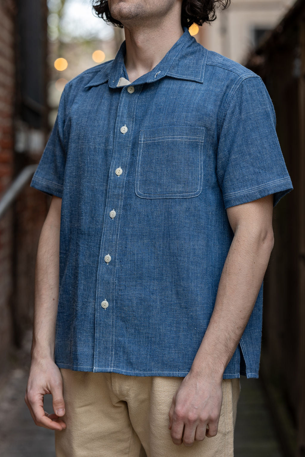Indi + Ash S/S Marc Shirt - Indigo/Natural