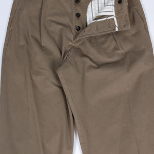 Hansen Garments Bobby Wide Pleated Trousers - Beige - product shot - front facing - white background - pants open