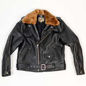 Y'2 Sumi Dyed Leather Jacket- Front view flat lay