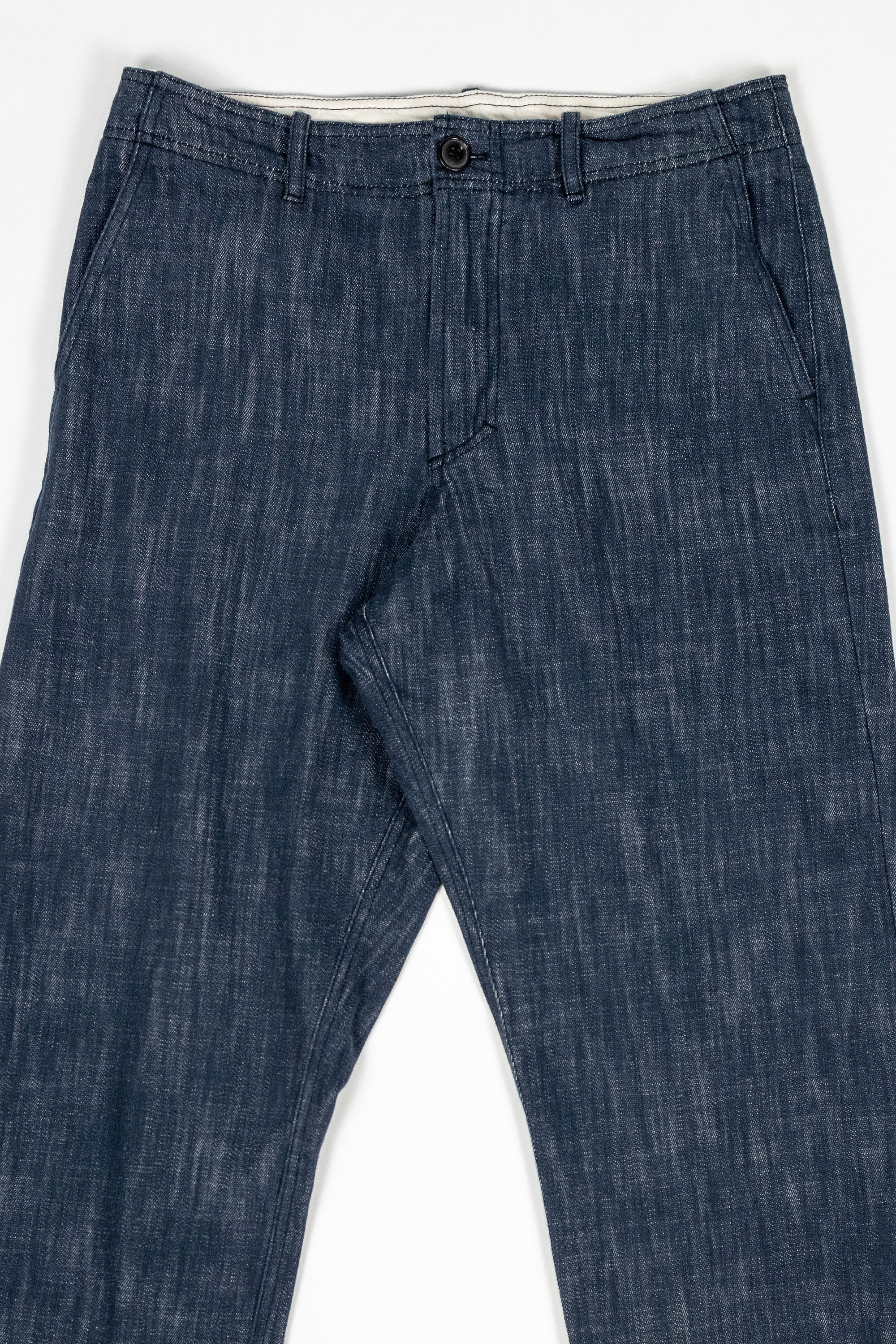 Hansen Garments Trygve Wide Cut Cropped Trousers - Denim Blue - product shot - front facing - white background