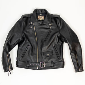 Y'2 Sumi Dyed Leather Jacket- Front view flat lay without shearling collar