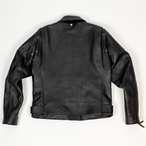Y'2 Sumi Dyed Leather Jacket- Back view flat lay without shearling collar