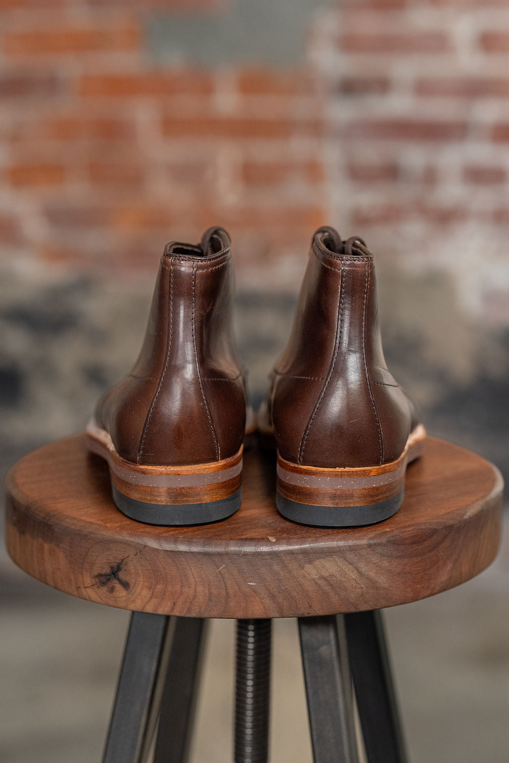 alden mocc toe boots - back view
