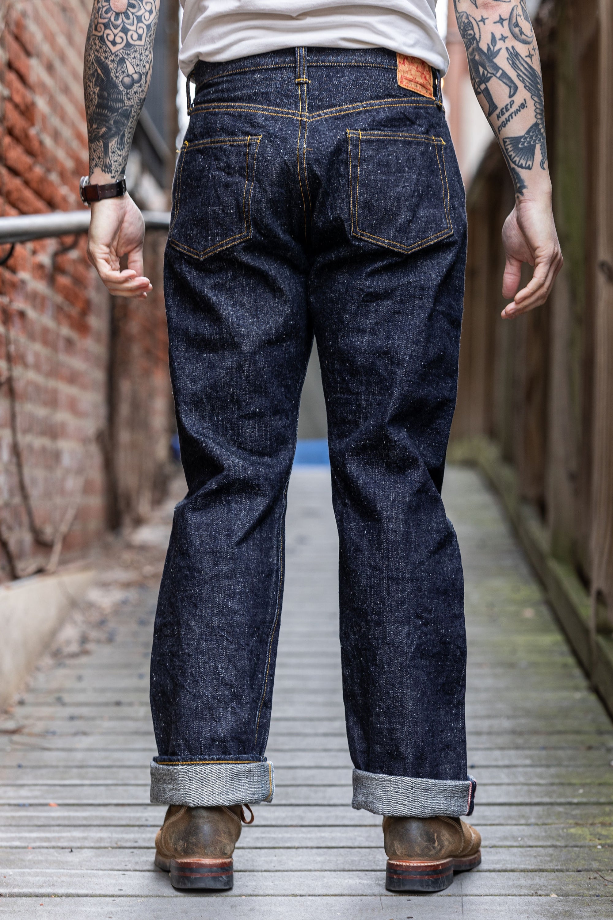 Samurai S3100VX 'Zero' WWII model wide straight jeans- model back