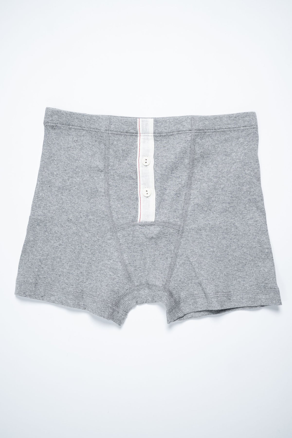 Hemen Biarritz Ribbed Boxer Brief - Heather Grey. laid on back