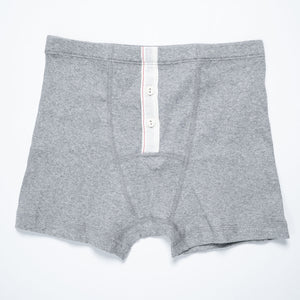 Hemen Biarritz Ribbed Boxer Brief - Heather Grey. laid on back