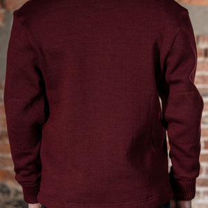Dehen 1920 Shawl Sweater Coat - Burgundy. on model back profile