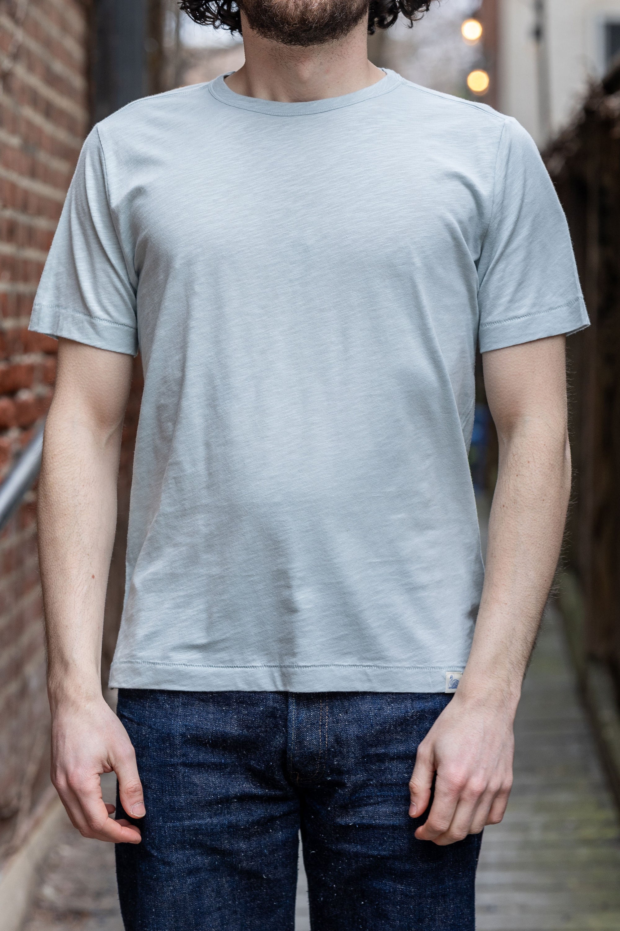 Merz b. Schwanen SCT04 Good Basics 4.9oz Relaxed Fit Pima Slub T-Shirt - Ice