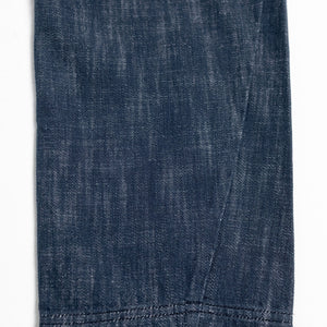 Hansen Garments Trygve Wide Cut Cropped Trousers - Denim Blue - product shot - white background - pants leg - close up - detail