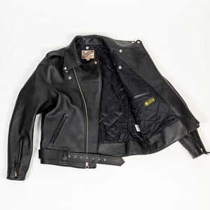 Y'2 Sumi Dyed Leather Jacket- Front view flat lay open