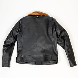 Y'2 Sumi Dyed Leather Jacket- Back view flat lay