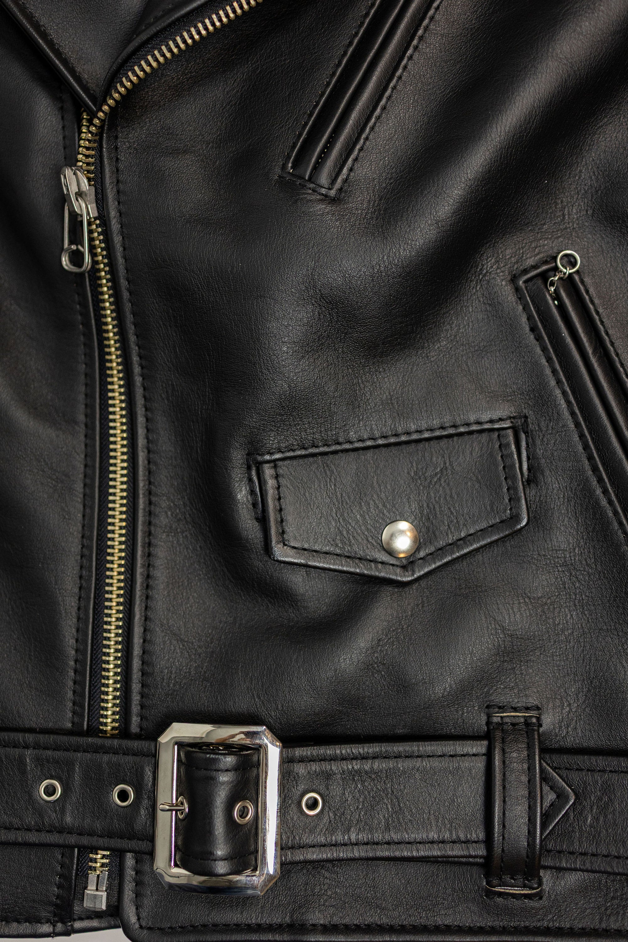 Y'2 Sumi Dyed Leather Jacket- front details