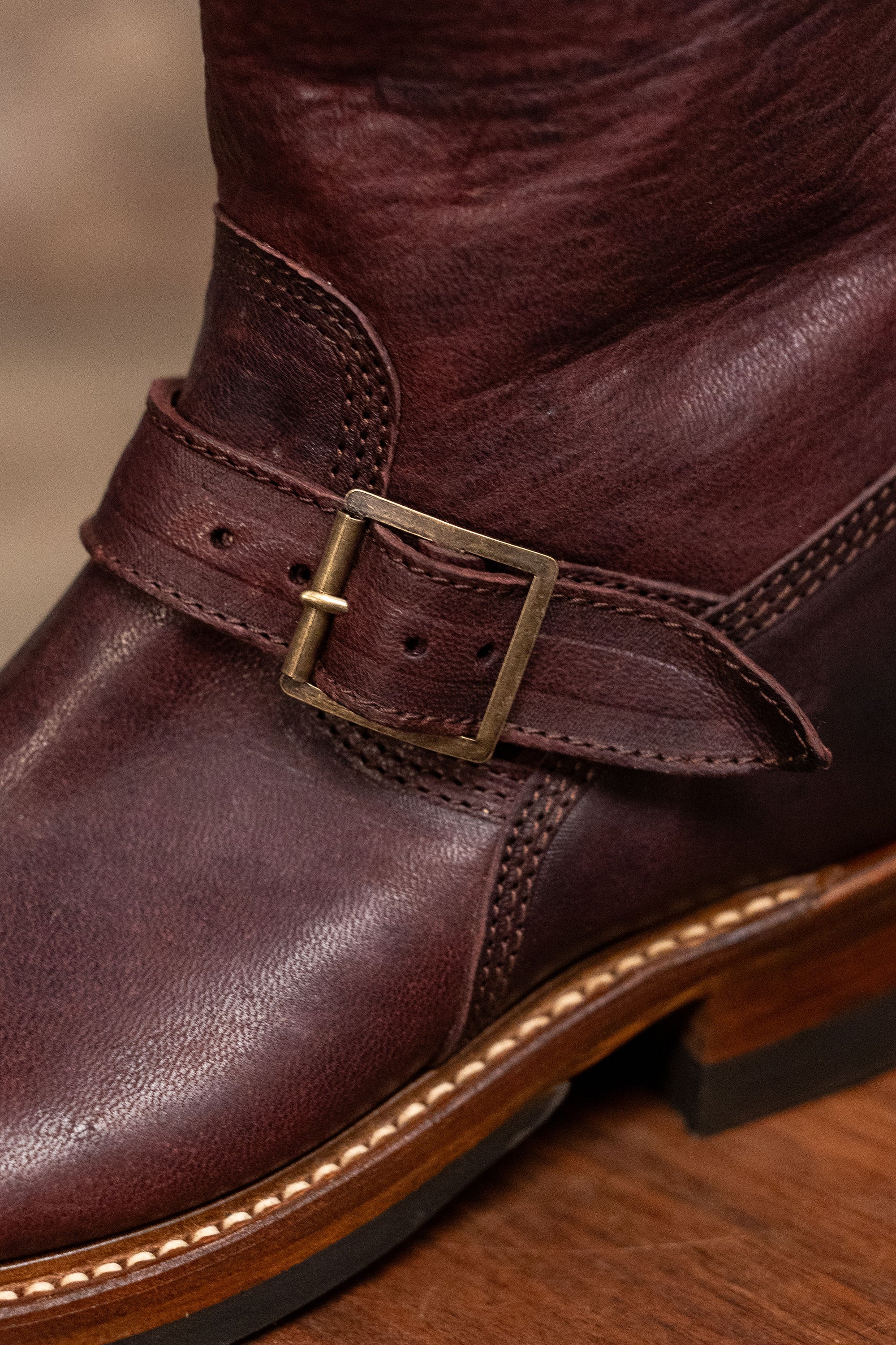 John Lofgren Wabash Engineer Boots - Burnt Burgundy Ezo Shika Deerskin