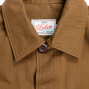 Dehen 1920 Chore Coat - Nicotine. close up of collar detail
