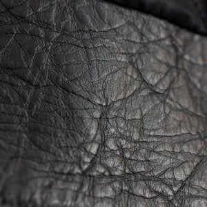 Y'2 Sumi Dyed Leather Jacket- detail of leather grain