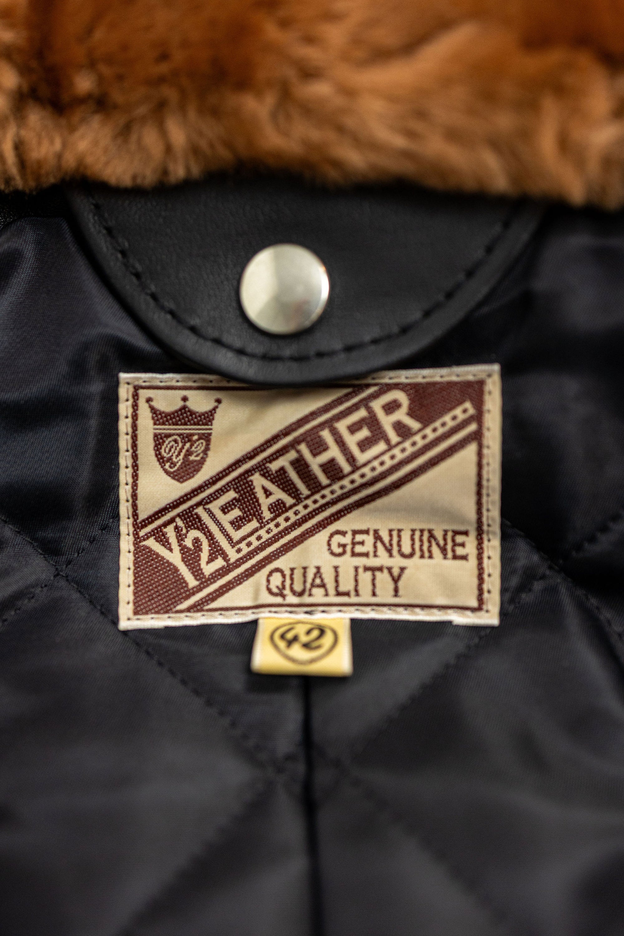 Y'2 Sumi Dyed Leather Jacket- detail of tag