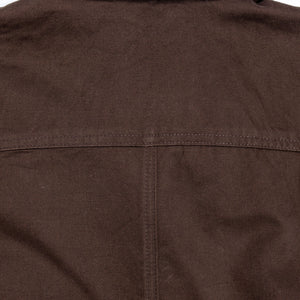 Hansen Garments Bendik Workwear Jacket - Chestnut - product shot - back facing - close up of collar and detail - white background 