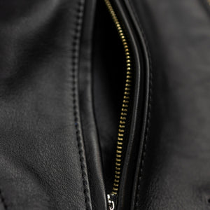 Y'2 Sumi Dyed Leather Jacket- detail of pocket