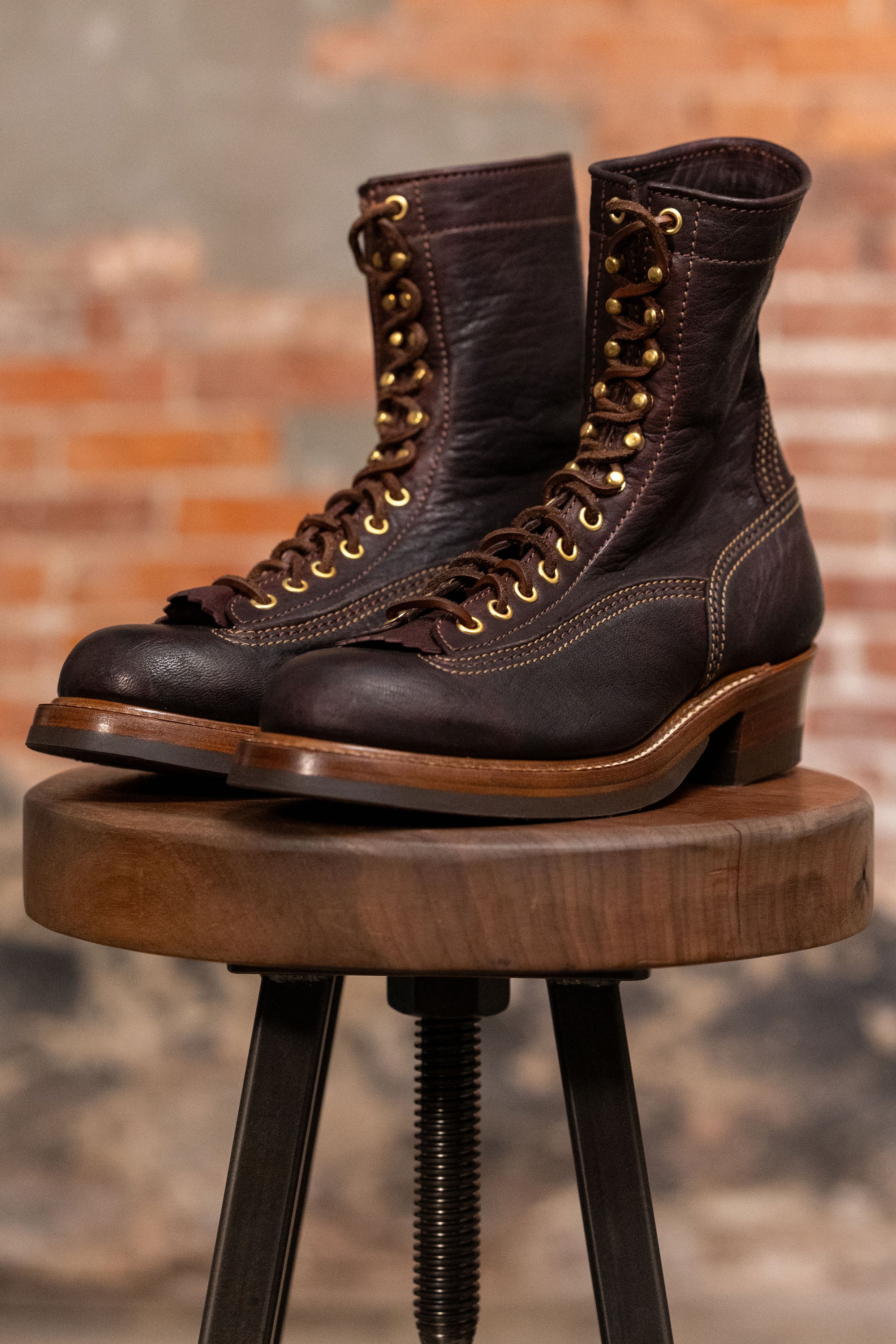 John Lofgren Donkey Puncher Boots - Burnt Dark Brown Ezo Shika Deerskin