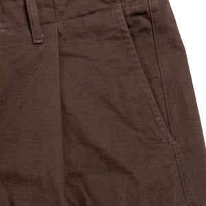 Hansen Garments Bobby Wide Pleated Trousers - Chestnut - product shot - front facing - white background - detail of pants pocket