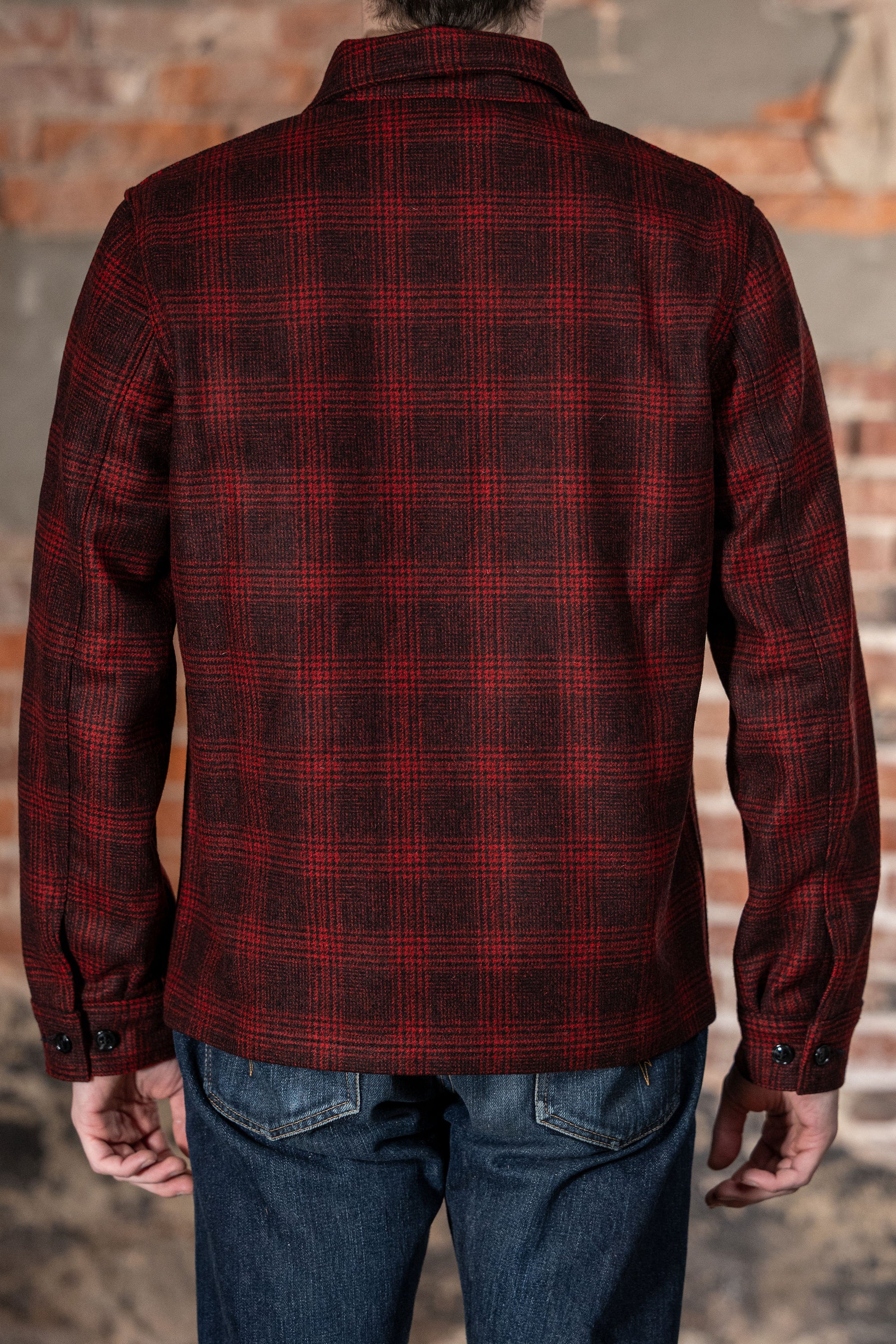 Dehen 1920 Skyline Overshirt - Canyon Plaid Wool. on model back profile