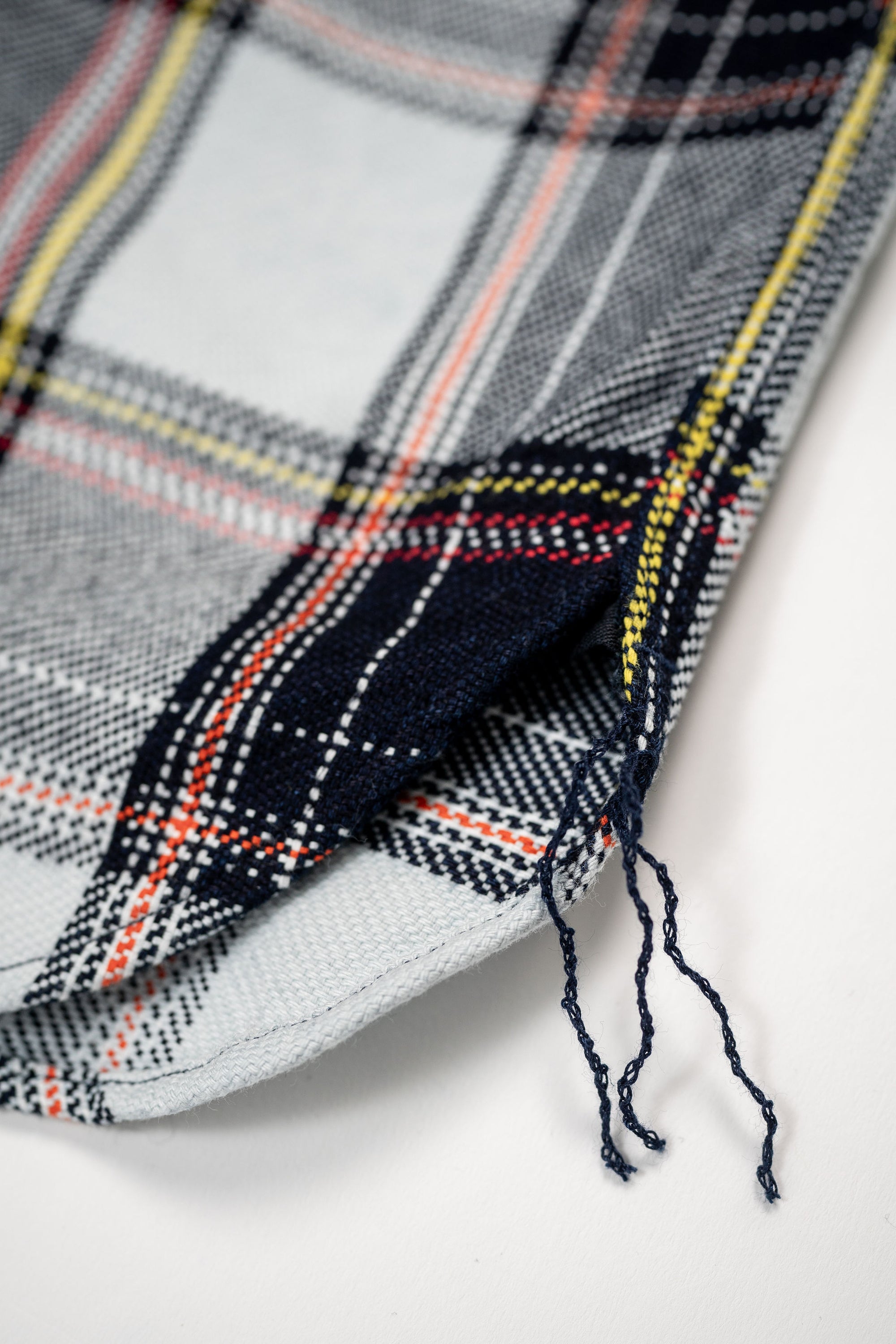 Samurai SIN24-03W Rope Dyed Flannel Shirt - Indigo/Blue - hem detail