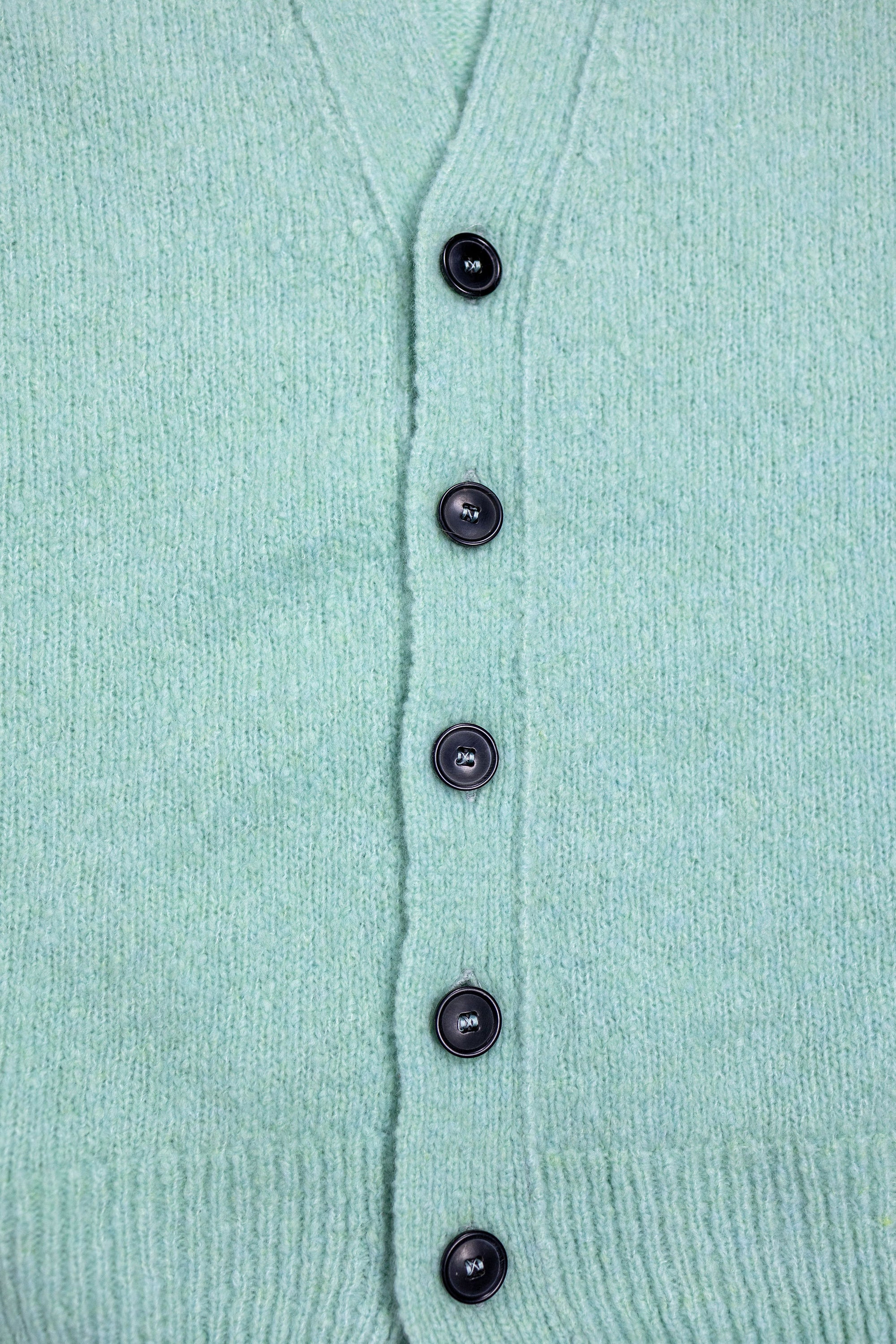 Hansen Garments Leander Classic Cardigan - Mint - product shot - front facing - white background - close up detail of buttons