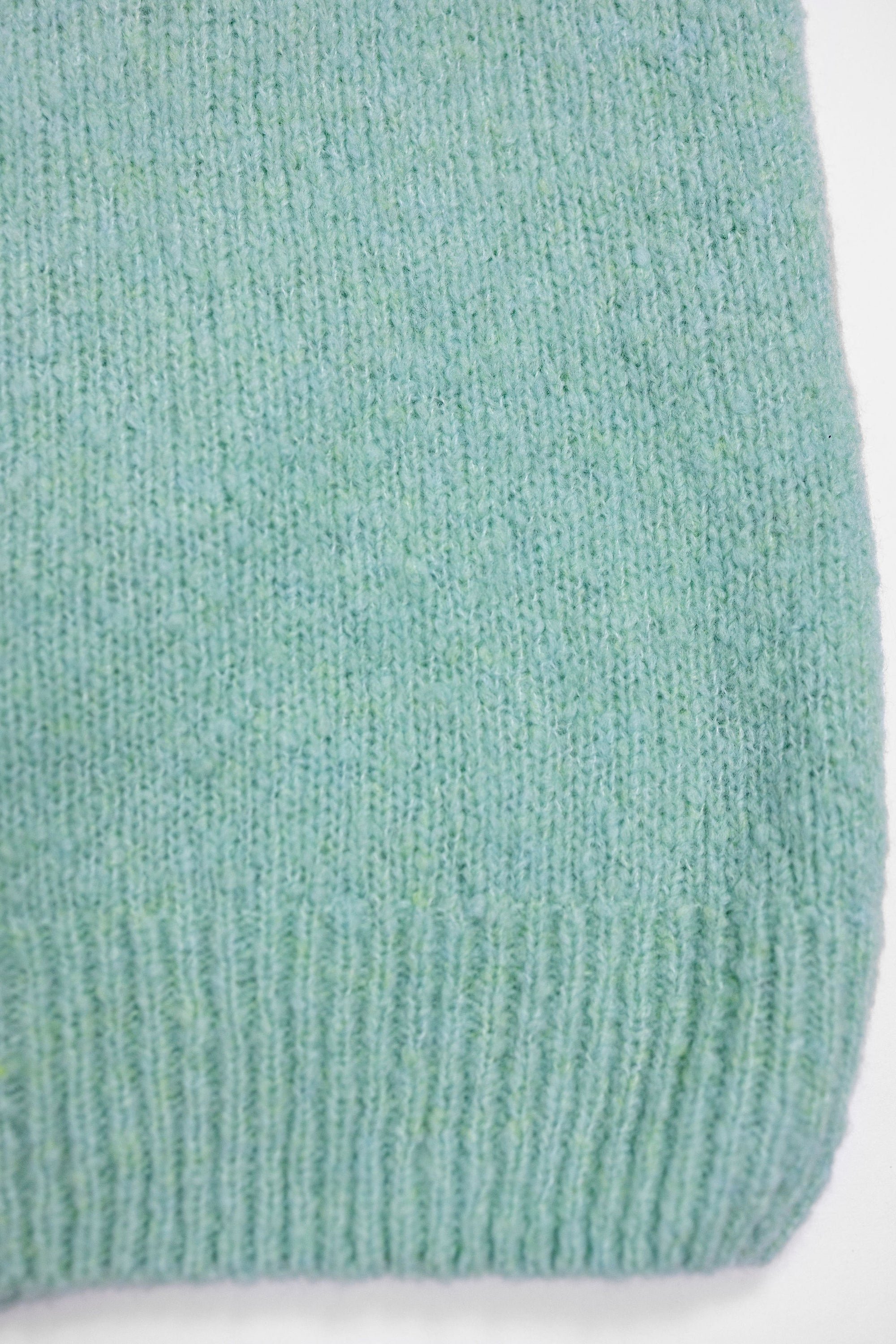 Hansen Garments Leander Classic Cardigan - Mint - product shot - front facing - white background - close up detail of bottom of cardigan