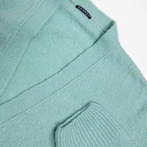 Hansen Garments Leander Classic Cardigan - Mint - product shot - front facing - white background - close up detail of collar and sleeve