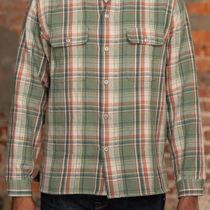 Indigofera Webster - 7.3oz Jacquard Flannel Green/Beige Check - model front