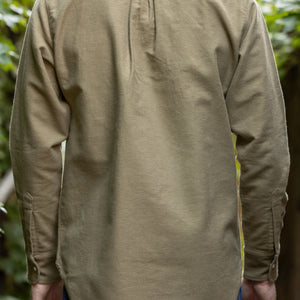 Wythe Moleskin Pearlsnap Shirt - Olive - Back View on Model