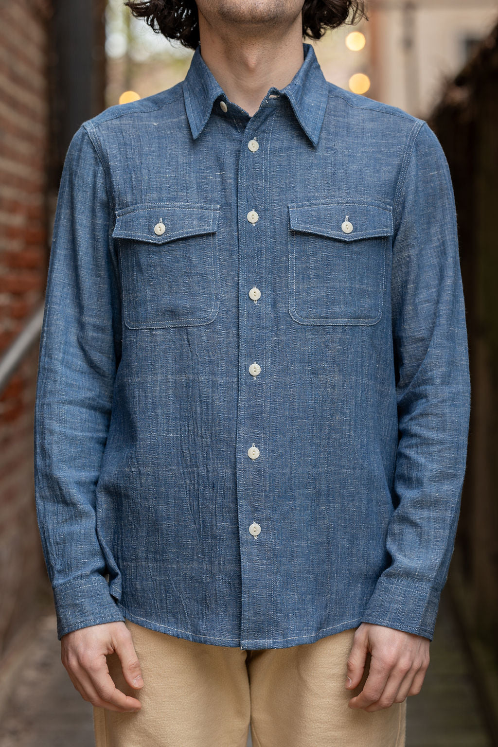 Indi + Ash L/S Smith Workshirt - Indigo/Natural