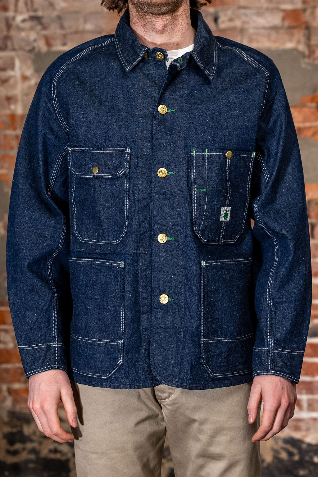 TCB Jeans Cat Head Jacket - Indigo Denim. on model front profile
