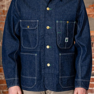 TCB Jeans Cat Head Jacket - Indigo Denim. on model front profile
