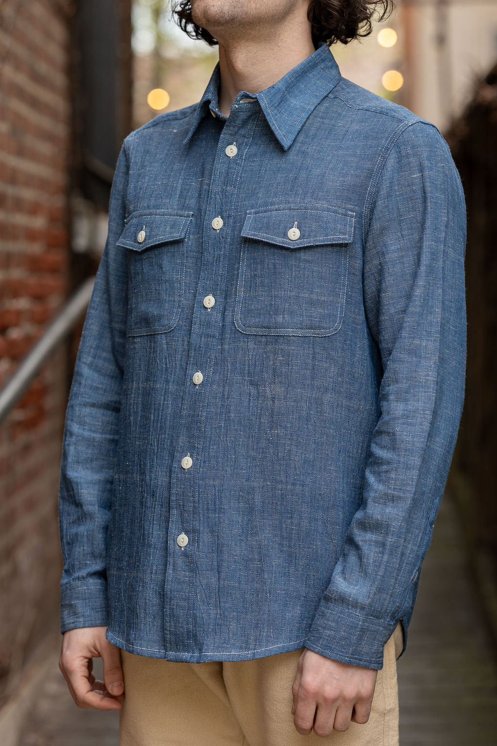Indi + Ash L/S Smith Workshirt - Indigo/Natural