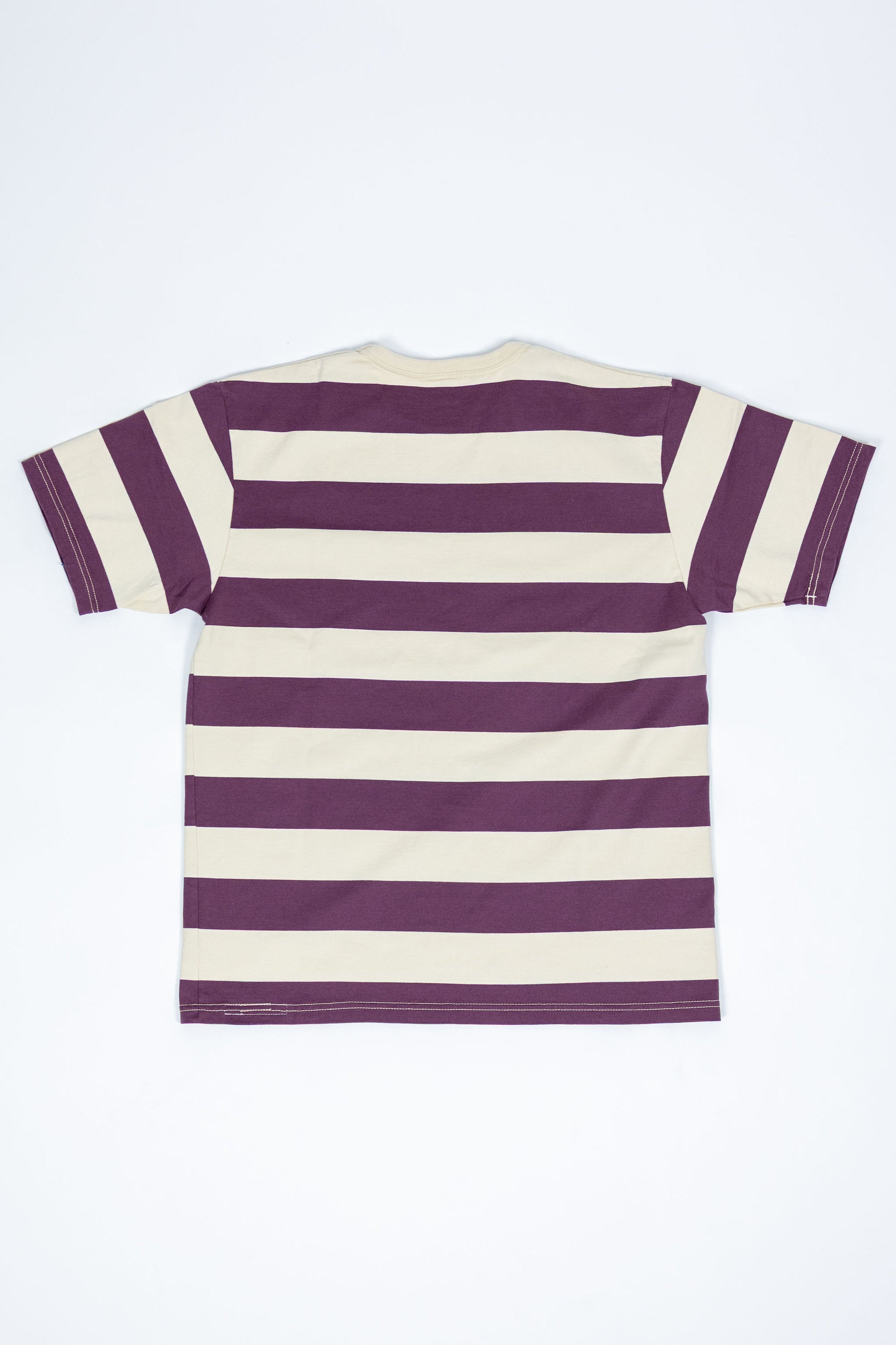 The Flat Head FN-THB-002 Border T-Shirt - Ivory/Purple