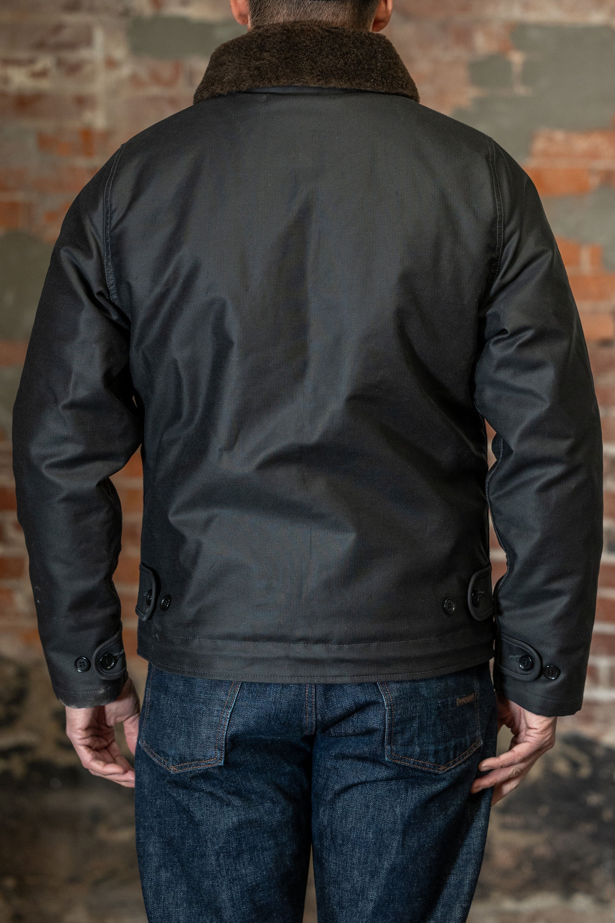 Iron Heart IHM-37-BLK Oiled Whipcord N1 Deck Jacket - Black