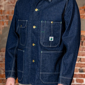 TCB Jeans Cat Head Jacket - Indigo Denim. on model side profile