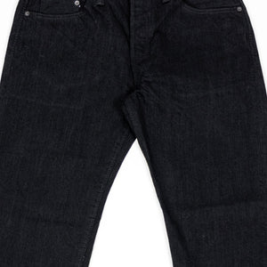 Pure Blue Japan XX-003-BK Regular Straight - 14oz Double Black (Washed). laid on back