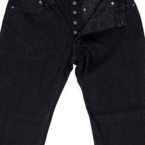 Pure Blue Japan XX-003-BK Regular Straight - 14oz Double Black (Washed). front buttons undone and partially opened