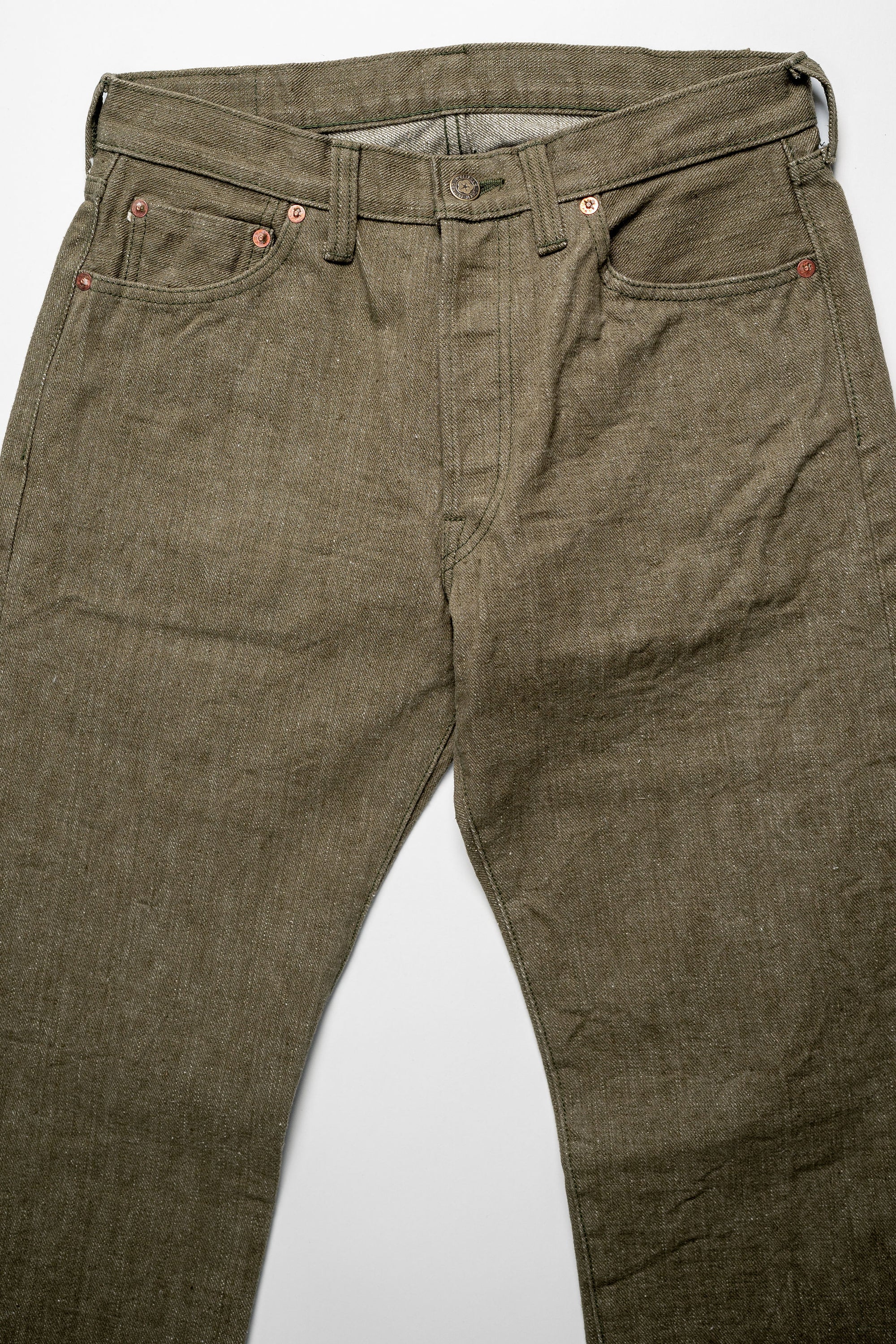 Samurai S0170GNX 17oz Uguisu Denim - Straight Tapered - flat lay front