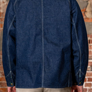 TCB Jeans Cat Head Jacket - Indigo Denim. on model back profile